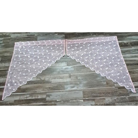 Curtain Panels Set Of 2 Pink Floral Sheet Triangle Cottage Girls Bedroom 59x38 - Picture 1 of 5